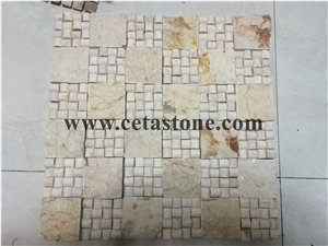Polished Mosaic&Wall Mosaic&Marble Mosaic&Yellow Color Mosaic&Black Mosaic&Interior Stone Mosaic