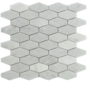 Carrara White 1-1/4x3 Elongated Hexagon Mosaic Pofung Marble