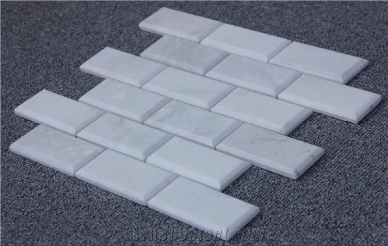 Carrara White Brick Mosaic Pofung Marble,Italian Natural Marble,Good Choice for Wall & Floor Covering.