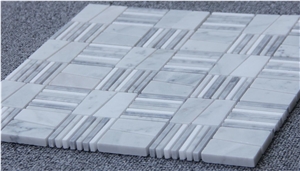 Carrara White Mixed Size Pattern Mosaic Tiles Pofung Marble