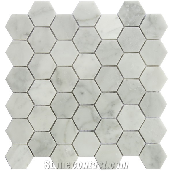 Carrara White Mosaic Hexagon 2 Pofung Marble