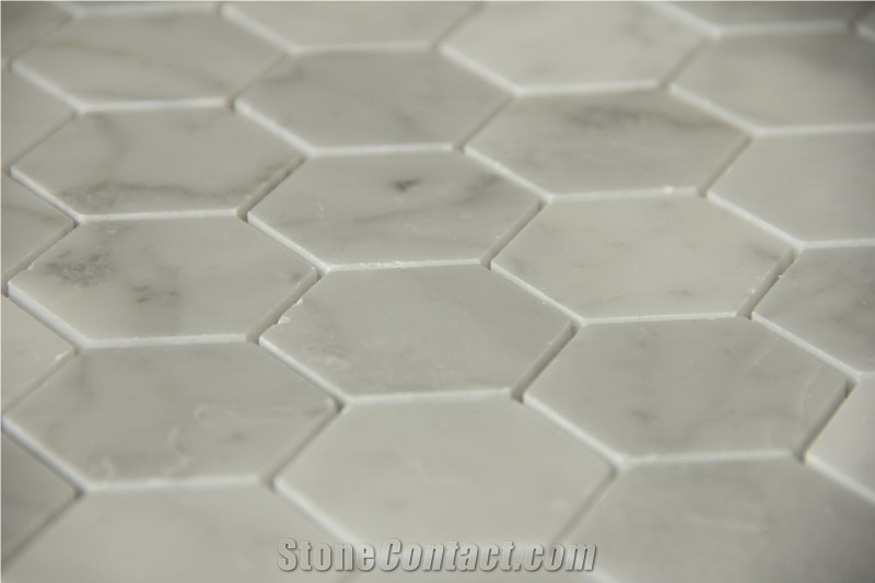 Carrara White Mosaic Hexagon 2 Pofung Marble