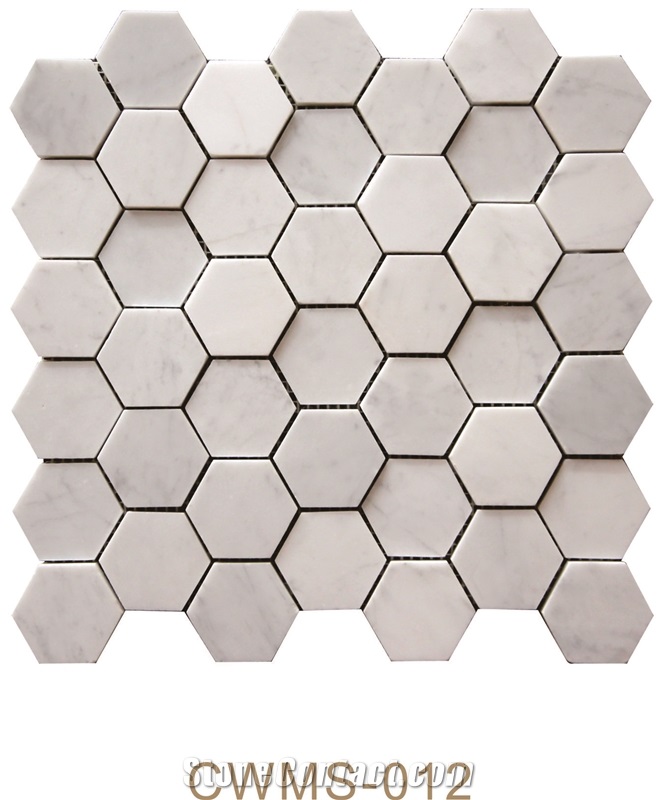 Carrara White Mosaic Hexagon 3d Pofung Marble,Italian Natural Marble,Good Choice for Wall & Floor Covering