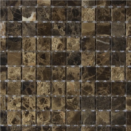 Dark Emperador Square Mosaic Tiles Pofung Marble
