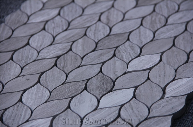Grey Wood Leaf Shape Mosaic Tiles Pofung Marble