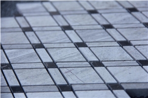 Mosaic Silver Wood with Black Dots Tiles Pofung Marble