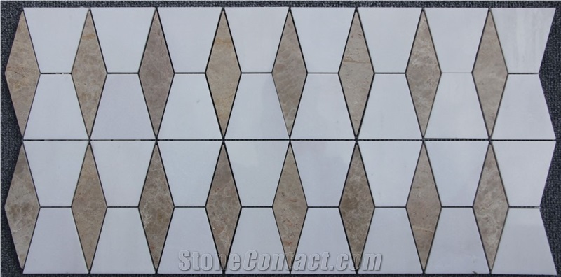 Sivec White+Beige Marble Mosaic Pofung Marble