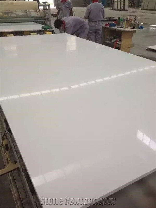 Quartz Stone Slabs Solid Surface Snow White Artificial Nano Quartz Engineered Stone Powder Mirror