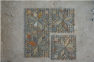 Rusty Natural Slate Mosaic,High Quality Slate Mosaic for Inside or Outside Decoration