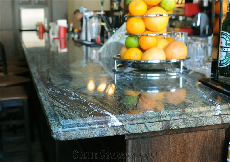 Rain Forest Green Marble Commercial Kitchen Counter Top