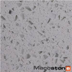 White Diamond Quartz Stone, White Sparkling Quartz Surface, Glass and Mirror White Quartz Stone