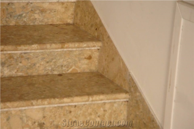 Breccia Siena Staircase, Steps and Risers