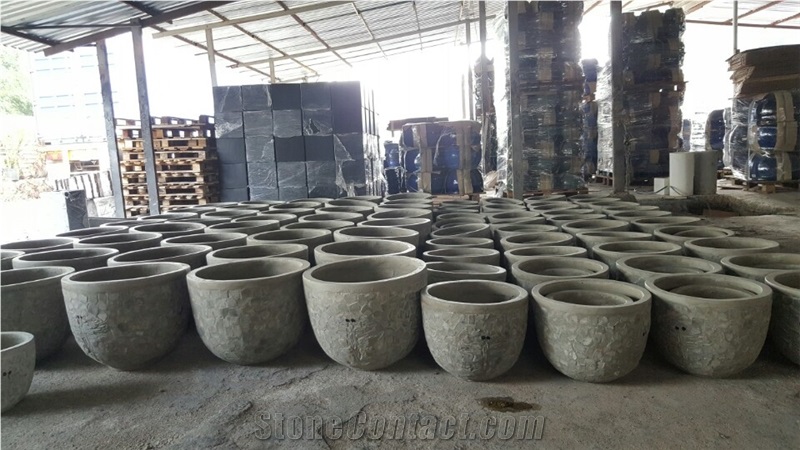 Mosaic Stone Bowl Pots