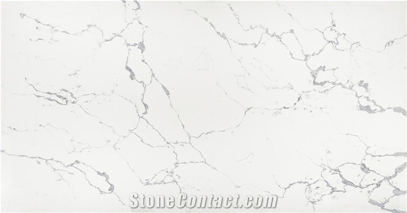 Calacatta White Quartz Stone Slabs & Tiles, Engineered Stone