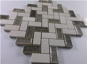 Cream Marfil Mix Ceramic Crackle Glass Mosaic Tile