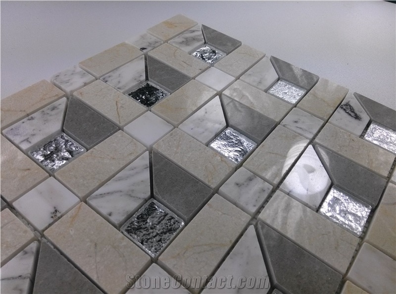 Marble Mix Glass Mosaic Tile