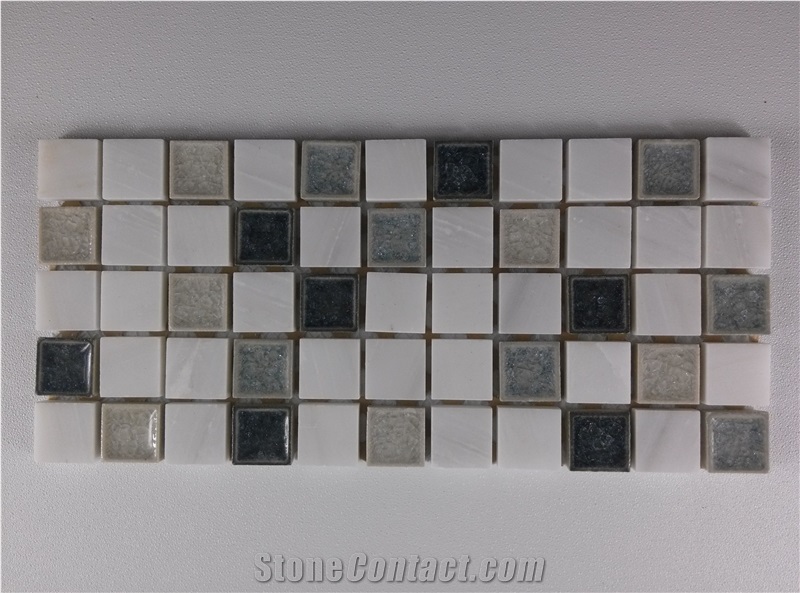 Square Marble Mix Crushed Ceramic Mosaic Tile