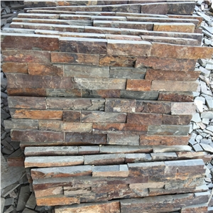 China Natural Rusty Slate Stone, Rough Surface Ledge Stone, Rustic Stone Indoor and Outdoor Wall Cladding