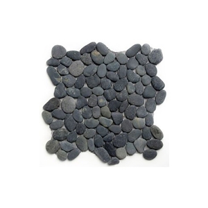 Black Pebble Stone Mosaic on Mesh Tiles for Floors & Walls