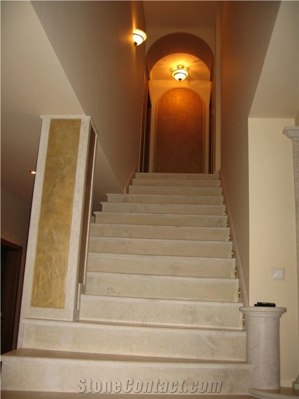 Vratza Beige Limestone Stairs & Steps