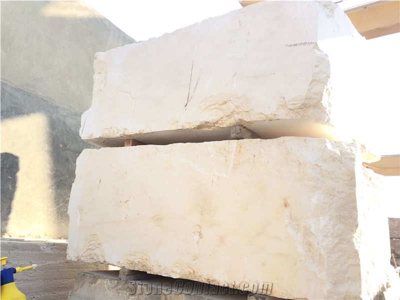 White Crema Marble, Egypt Beige Marble Block