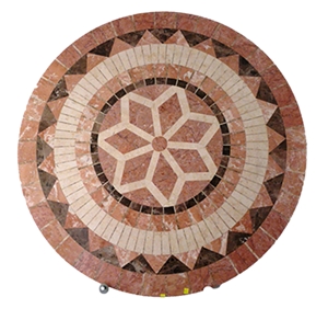 Rojo Alicante, Crema Marfil Mix Mosaic Floor Medallion