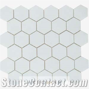 Mosaic Thasos Hexagon, Marble Thasos