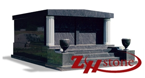 Cheap Price American Style Rooftop with Cross Engraving G603/ Sesame White Granite Mausoleums/ Cremation Columbarium/ Cemetery Columbarium/ Cemetery Mausoleum/ Mausoleum Crypts