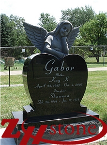 Good Quality Angle with Heart Absolute Black/ Jet Black/ Shanxi Black Granite Angel Monuments/ Heart Tombstones/ Gravestone/ Engraved Headstones/ Custom Monuments