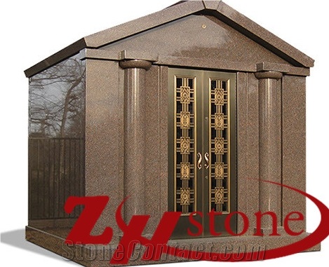 Good Quality Cheap Price American Style Colums Roof Top Tianshan Red Granite Mausoleums/ Columbarium/ Cemetery Mausoleum/ Mausoleum Design/ Cremation Columbarium