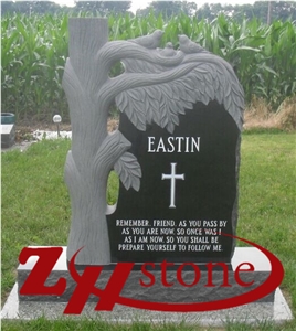 Good Quality Double Heart with Angle Jet Black/ Absolute Black/ Shanxi Black Granite Western Style Monuments/ Double Monuments/ Angel Monuments/ Heart Tombstones/ Custom Monuments