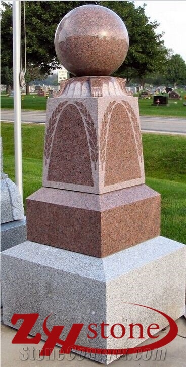 Good Quality Hand Craft Sun Raise Absolute Black/ Shanxi Black/ Jet Black/ Tianshan Red Granite Upright Monuments/ Single Monuments/ Cemetery Tombstones/ Gravestone/ Custom Monuments