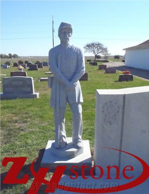 Good Quality Handcraft Human Sculpture Georgia Grey/ G603 Granite Tombstone Design/ Western Style Monuments/ Upright Monuments/ Headstones/ Monument Design