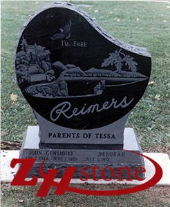 Good Quality Polished Curved Top Absolute Black/ Jet Black/ Shanxi Black Granite Western Style Monuments/ Monument Design/ Western Style Tombstones/ Cemetery Tombstones/ Gravestone