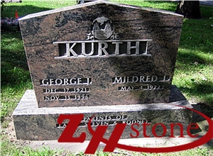 Good Quality Roof Top Muticolor Red Granite Western Style Tombstones/ Bevel Headstones/ Cemetery Tombstones/ Gravestone/ Custom Monuments
