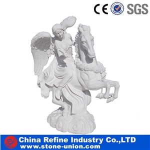 Angel and Horse Marble Statue, Cheap Marble Sculpture Sale , Hot Marble Statue