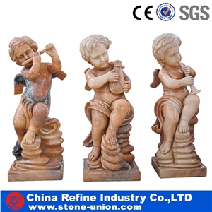 Beige Limestone Angel Statue, a Couple Angel Carved from Chinese Factory , Human Marble Sculpture