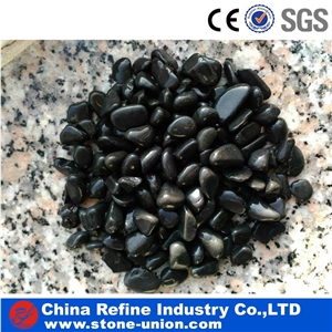 Black Tumbled Mechanism Pebble Stone , Black Pebble in Bulk , Polished Customized Pebbles