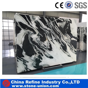 China Panda White Book Match Marble Big Slab