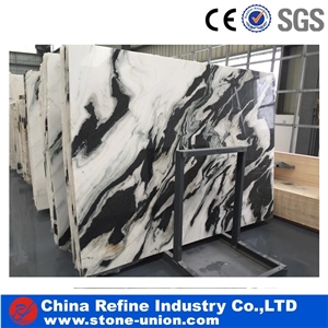 China White Marble Panda White Big Slab with Black Veins Factory Sale