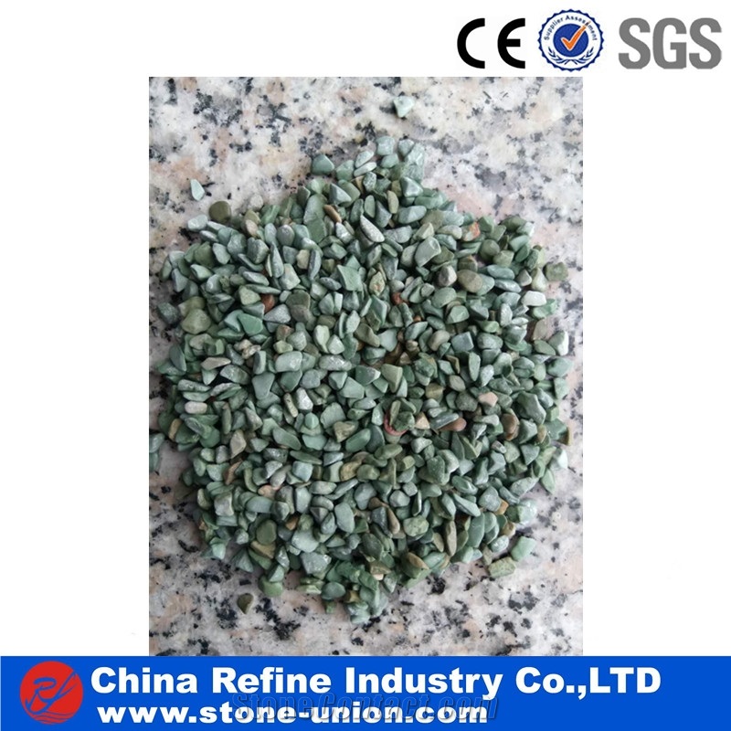 Dandong Green Small Pebbles , Cheap Pebbles for Garden Decoration , Decorated Gravels