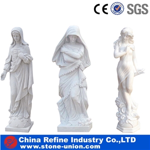 Nude Beautiful Women Sculpture, White Human Sculpture , Pure White Carved Marble Beauty Carving Stone
