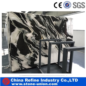 Popular Panda White Marble Black Veins Small Slab Factory Price