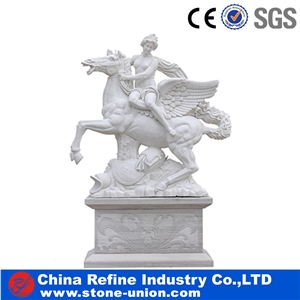 Religious Marble Statue , Horse Church Decorated Statue , Outdoor Sculpture Carving Stone