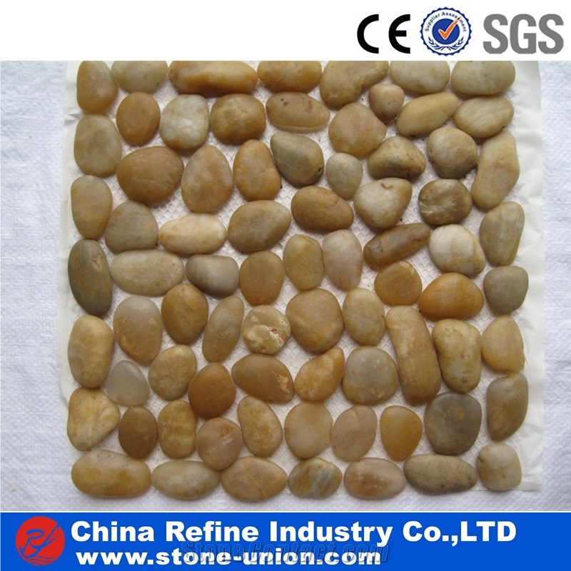 White River Cobbles on Mesh,Polished River Pebbles Pattern,Chinese Cheap Pebble Stone for Sale,Garden River Pebbles Design Walkway and Driveway,Landscaping River Cobbles Stone for Modern Construction