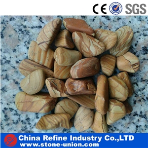 Yellow Wood Pebble Pattern , Outside Decorated Mechanism Pebbles , Pebbles with Low Price