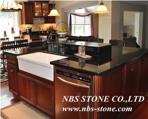 Black Galaxy Granite Polished Countertop,Kitchen Tops Project,Building Material