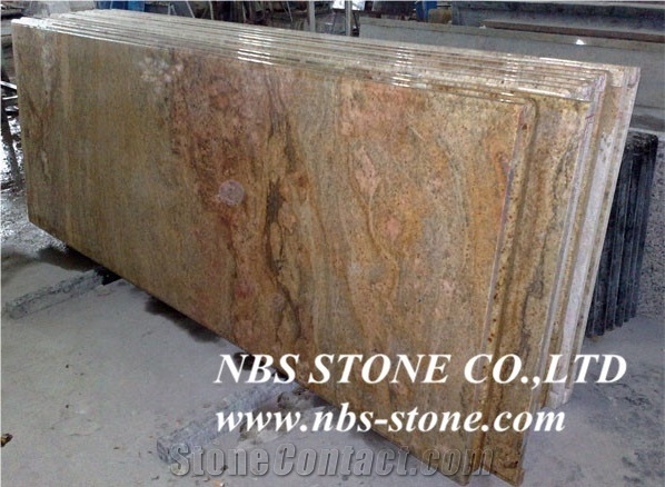 Golden King Granite,Yellow Granite,Polished,Flamed,Bushhammered,Cut to Size for Countertop,Kitchen Tops