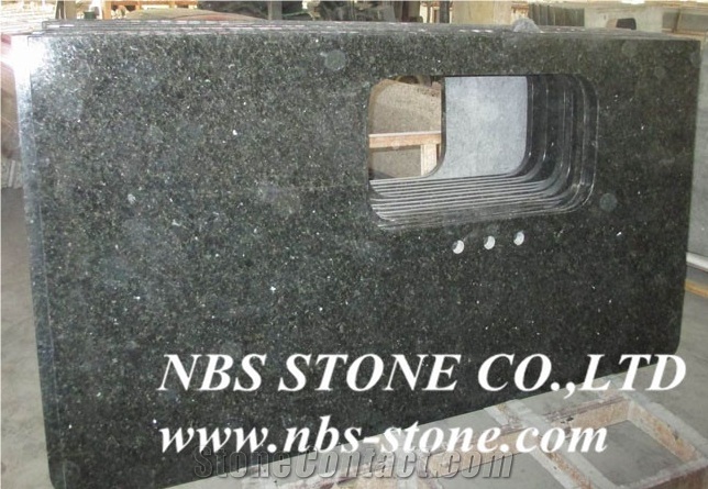 Green Color Granite,Polished,Flamed,Bushhammered,Cut to Size for Countertop,Kitchen Tops