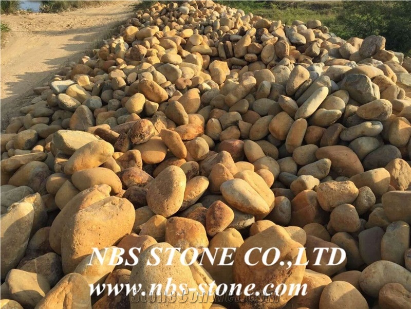 Yellow Round Cobblestone,Cheap Landscaping Pebble Stone , River Gravel Stone for Outdoor,Garden Decoration